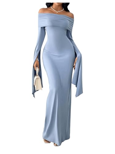 Amazon.com: SOLY HUX Women's Maxi Dress Off Shoulder Long Sleeve